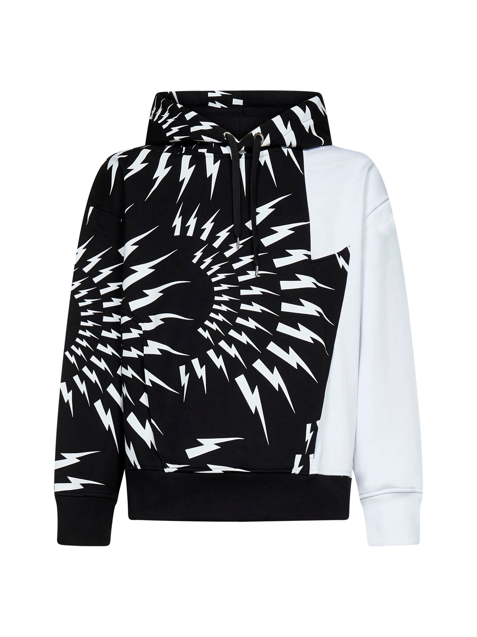 Neil Barrett Thunderbolt Print Drawstring Hoodie