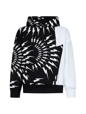 Neil Barrett Thunderbolt Print Drawstring Hoodie