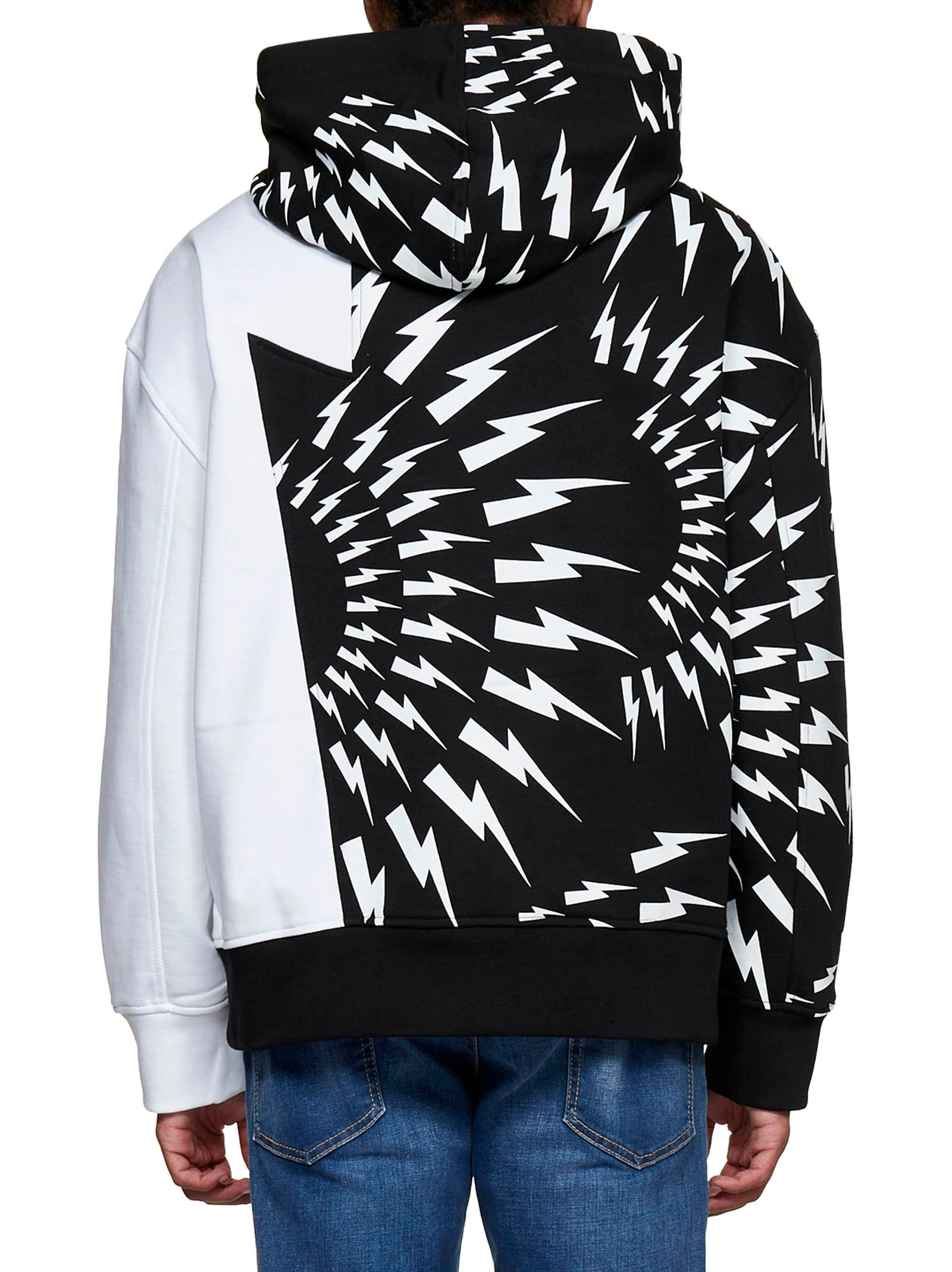 Neil Barrett Thunderbolt Print Drawstring Hoodie