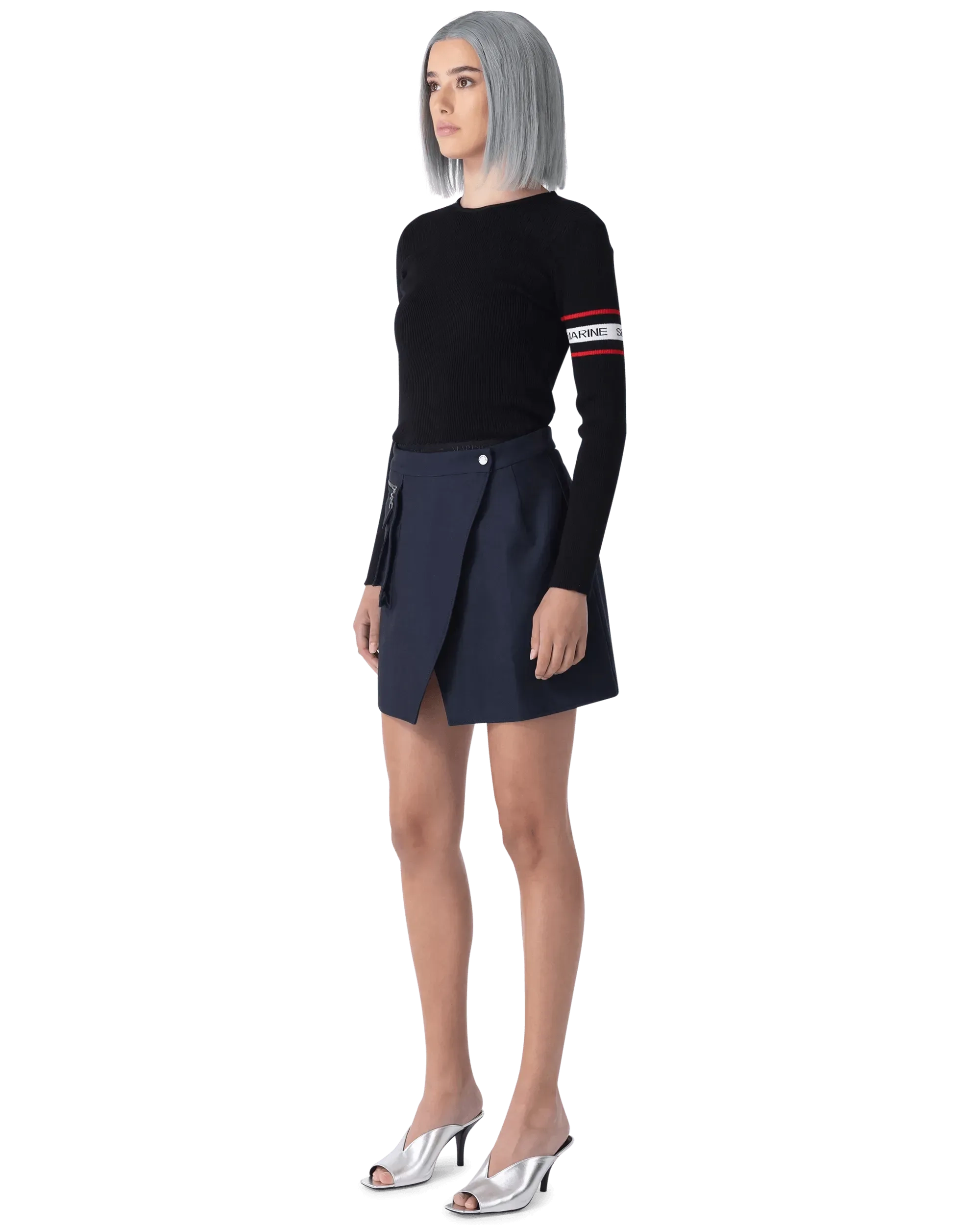 Openback Ribbed Crewneck Sweater