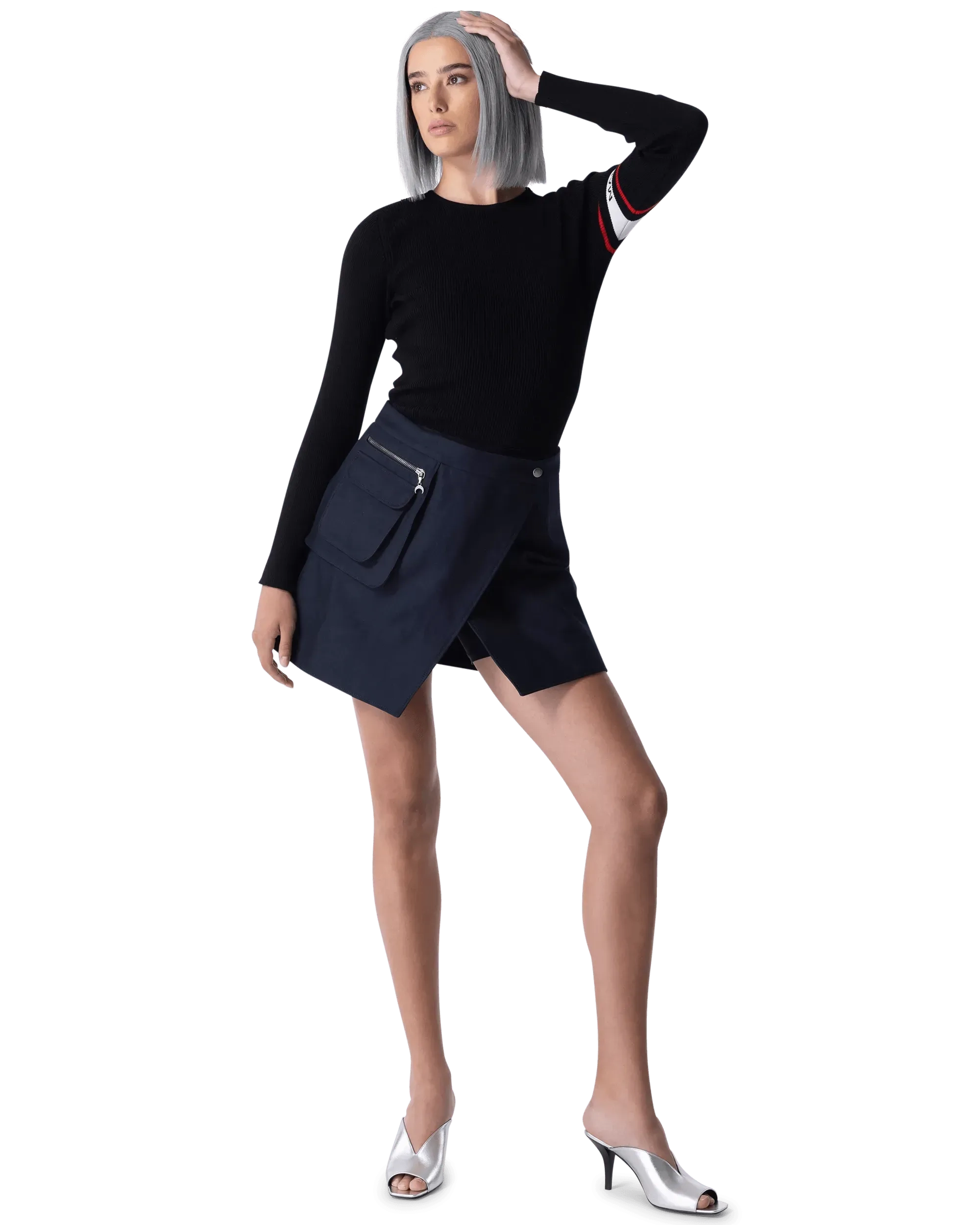 Openback Ribbed Crewneck Sweater