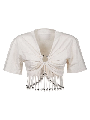 Paco Rabanne Fringed V-Neck T-Shirt
