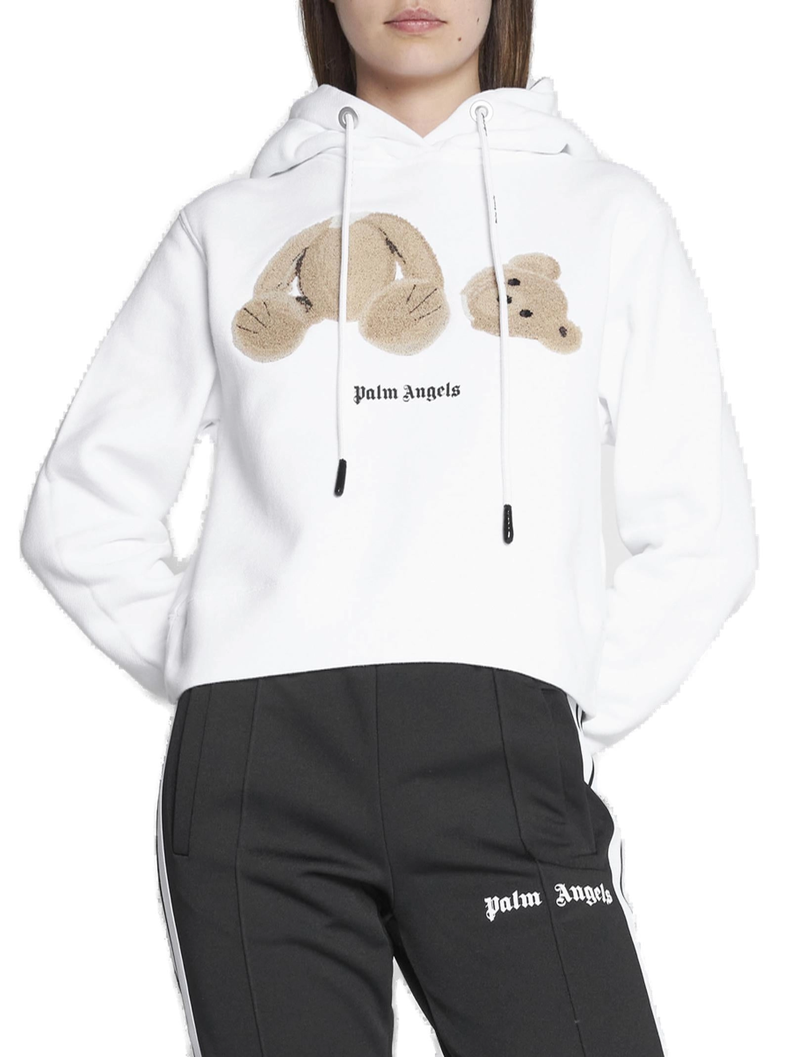 Palm Angels Logo Printed Drawstring Cropped Hoodie