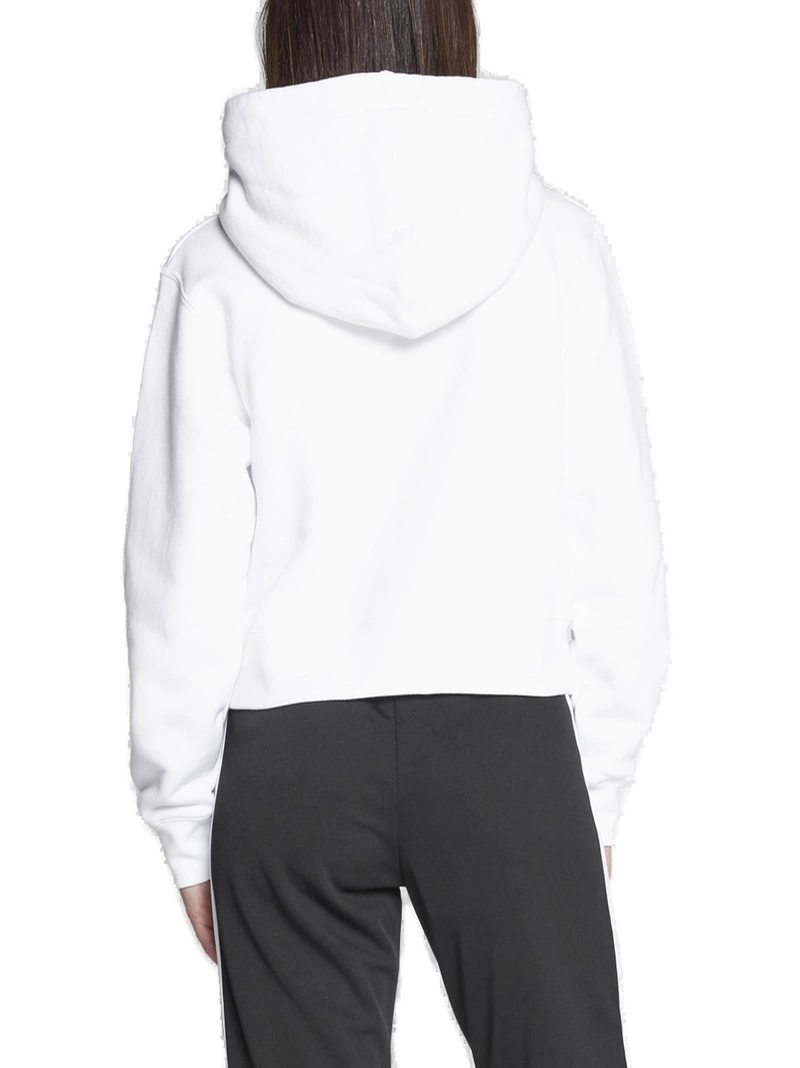 Palm Angels Logo Printed Drawstring Cropped Hoodie