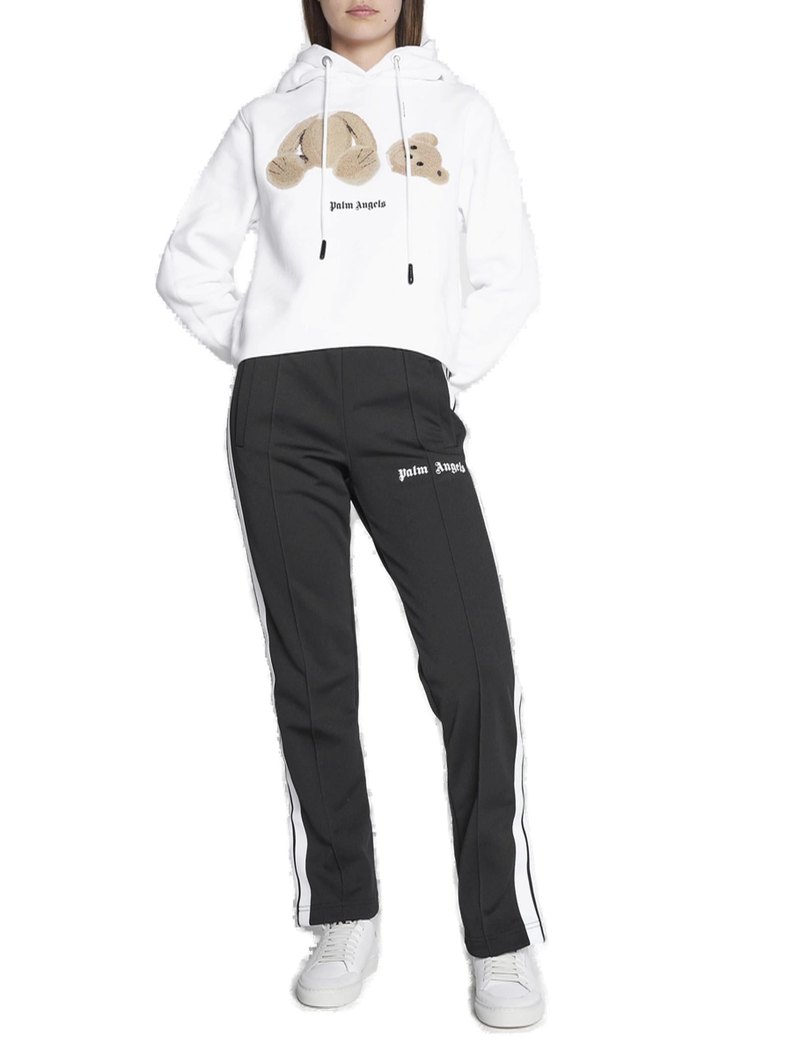 Palm Angels Logo Printed Drawstring Cropped Hoodie