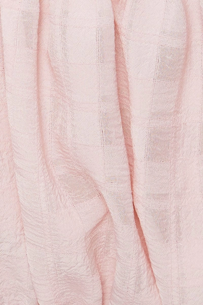 Pink Crop Top Short Sleeve Tie Up
