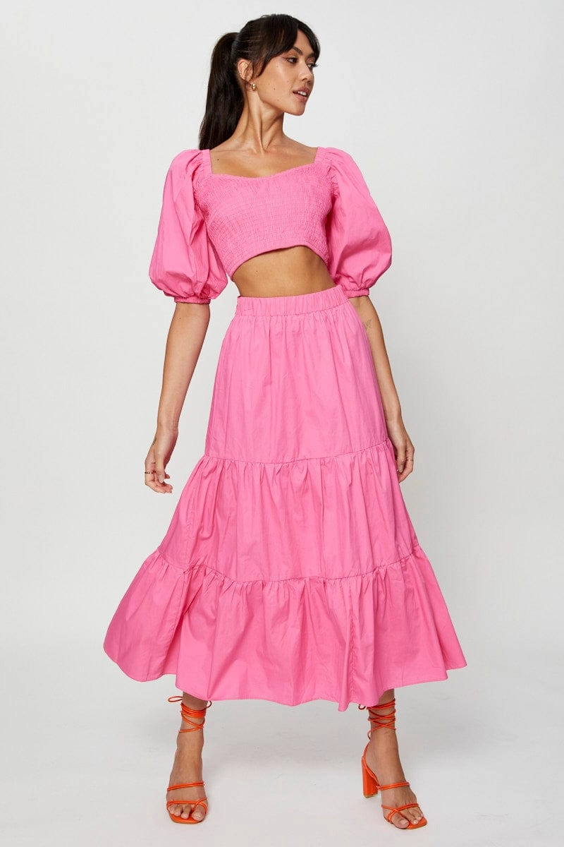 Pink Crop Top Short Sleeve