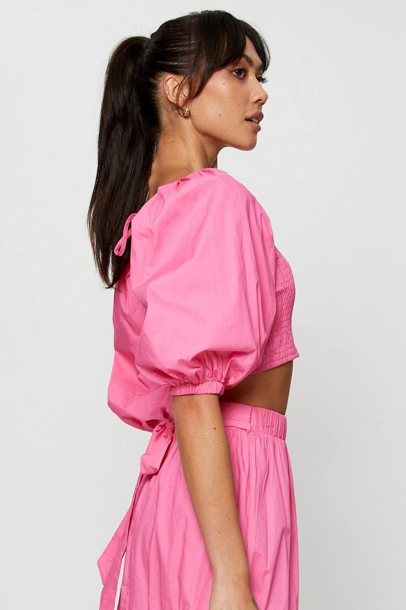 Pink Crop Top Short Sleeve