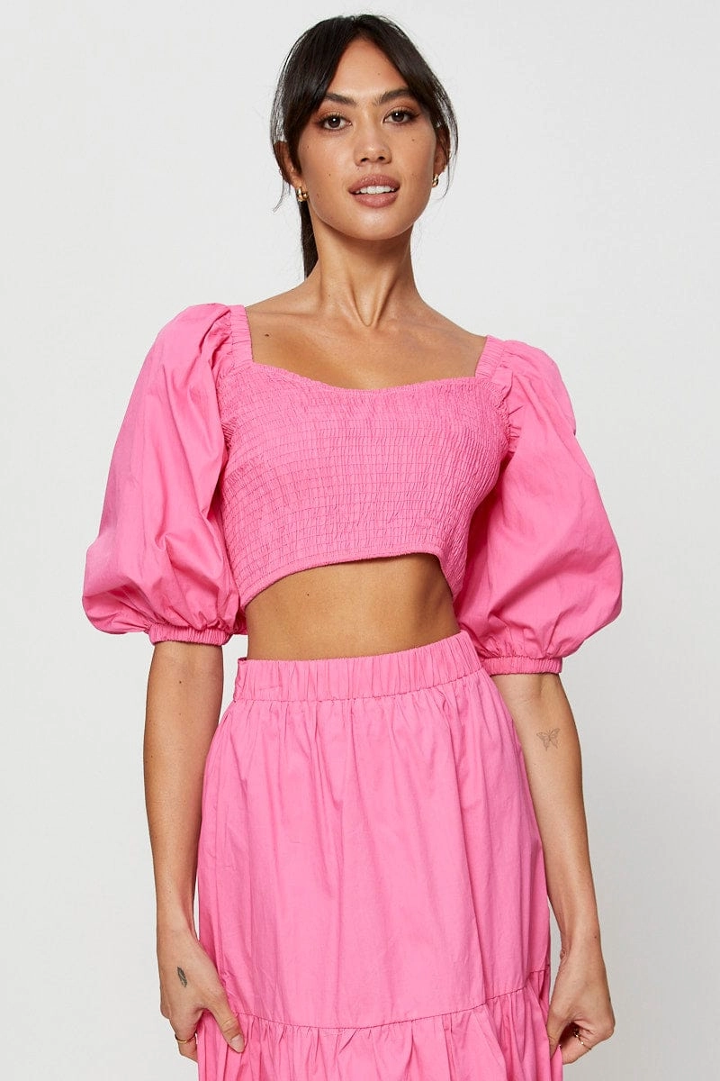 Pink Crop Top Short Sleeve