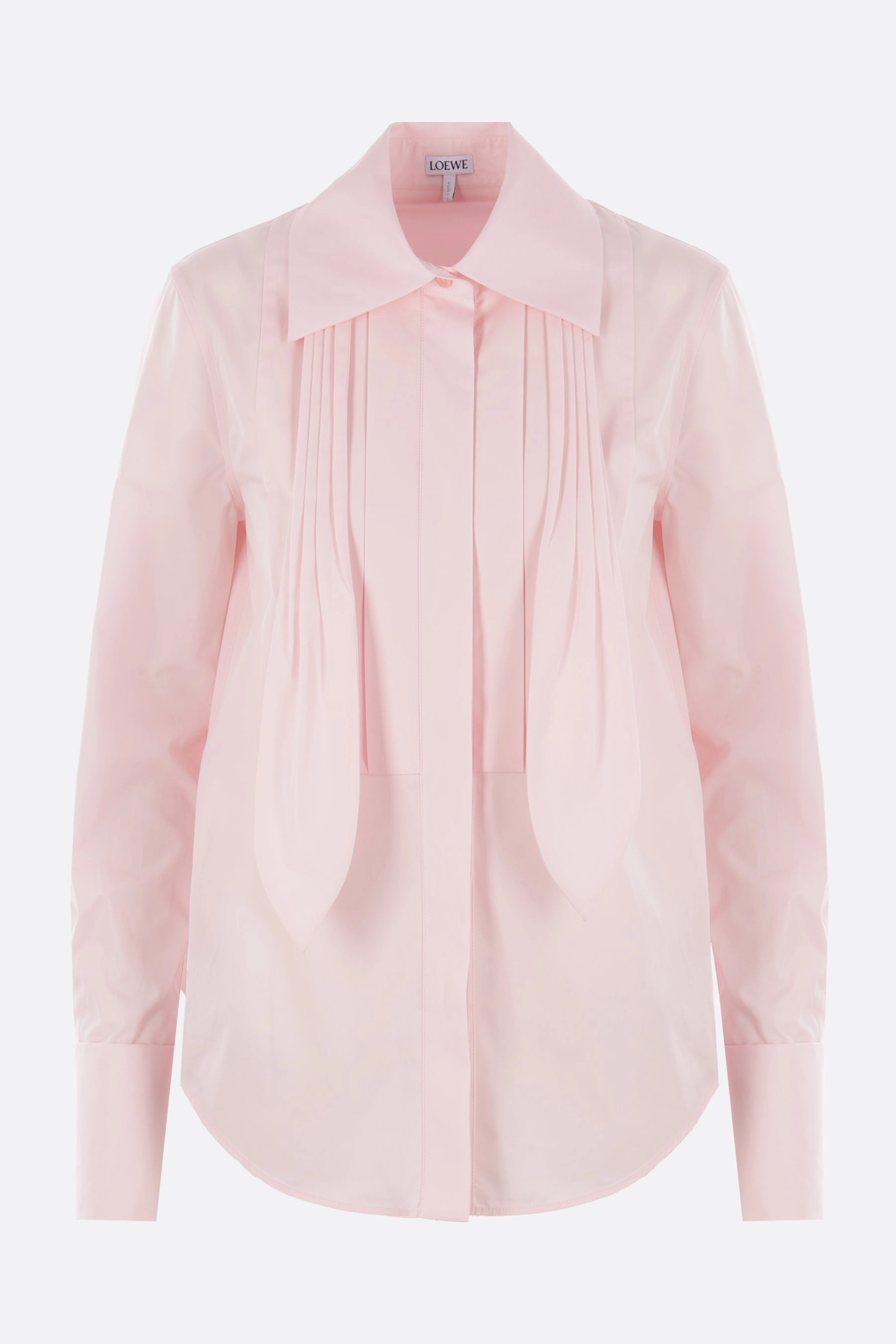 poplin shirt with pleated neck tie