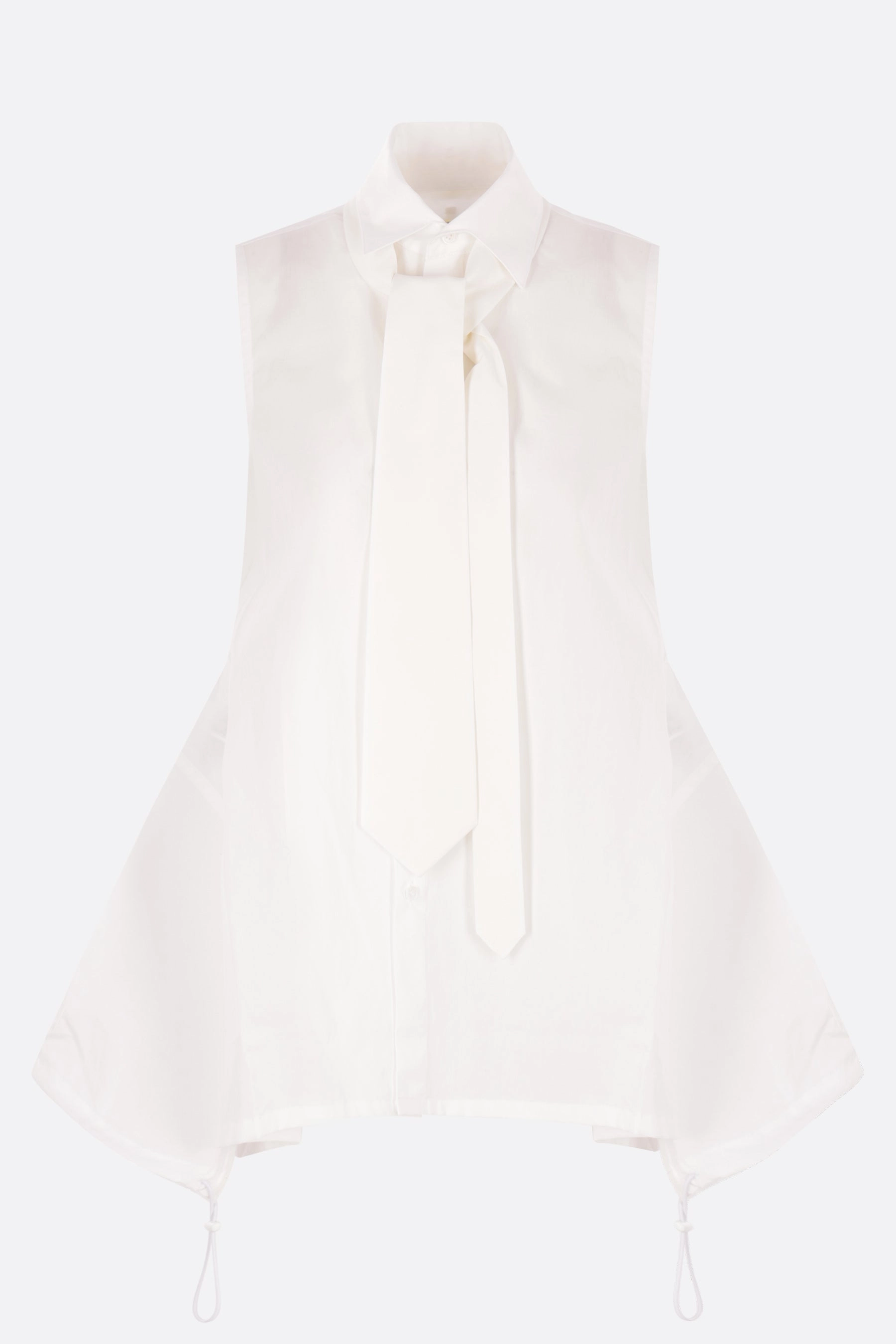 poplin sleeveless tie shirt