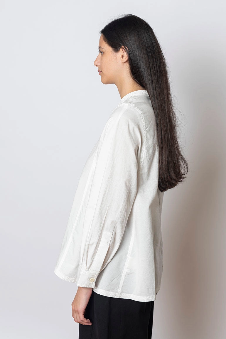 Raised Stripe Cotton Poplin Shirt - White