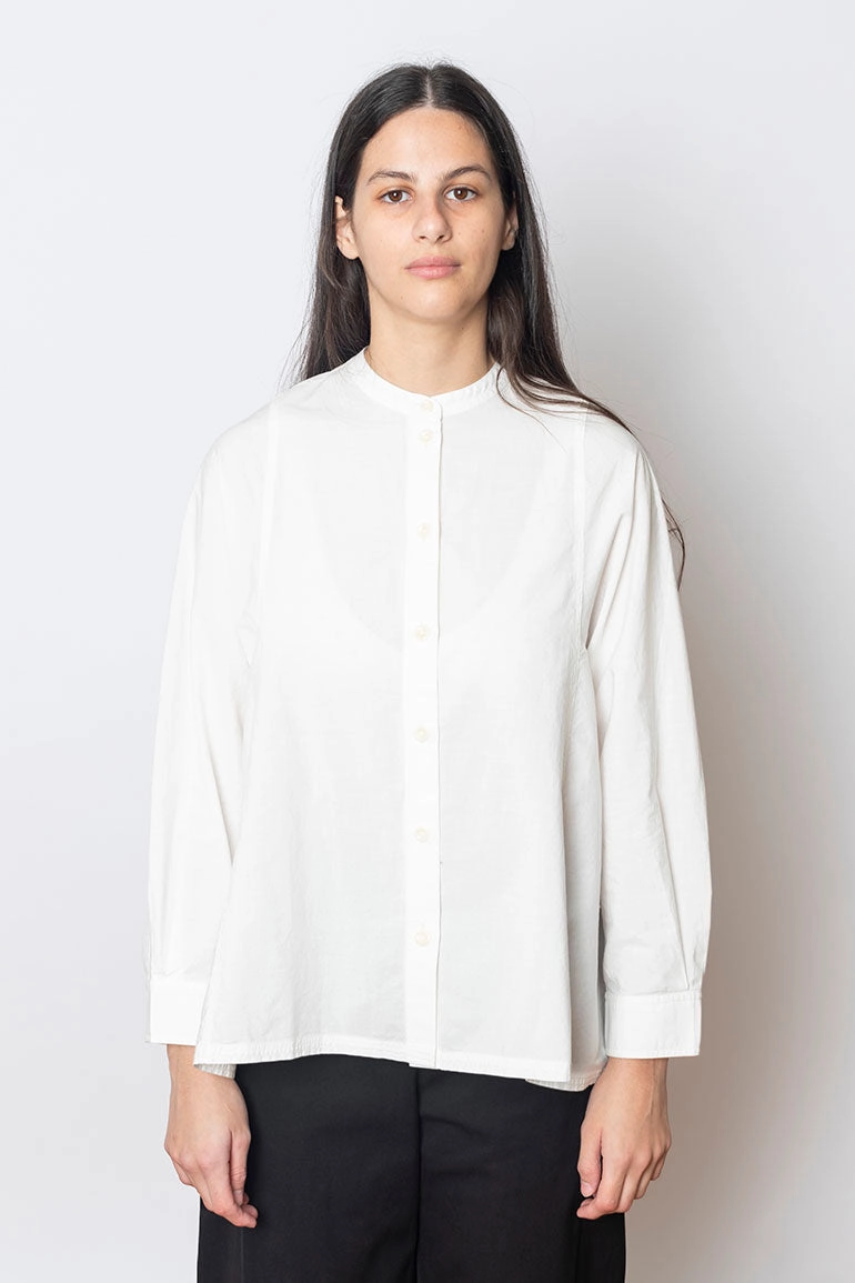 Raised Stripe Cotton Poplin Shirt - White