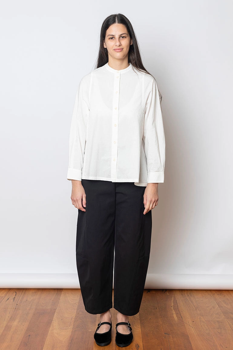 Raised Stripe Cotton Poplin Shirt - White