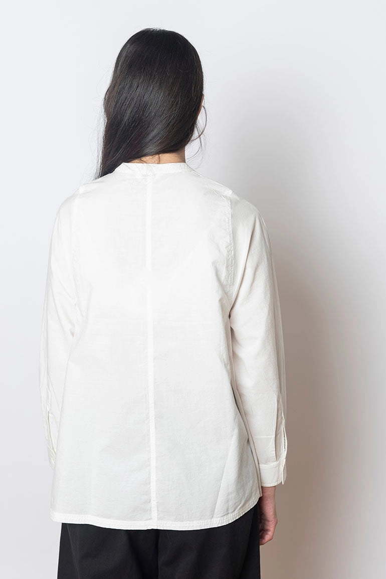 Raised Stripe Cotton Poplin Shirt - White