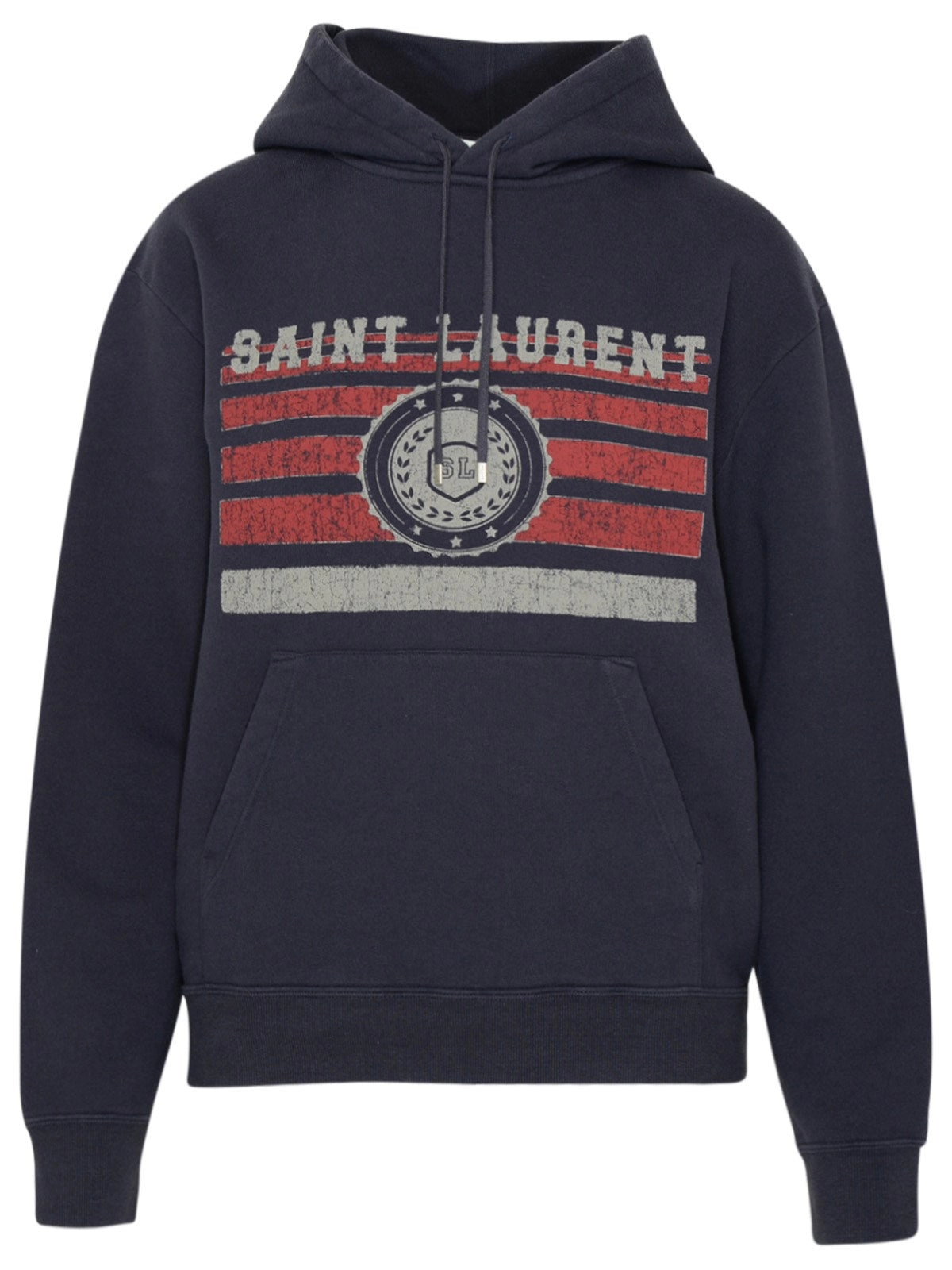 Saint Laurent Logo Print Drawstring Hoodie