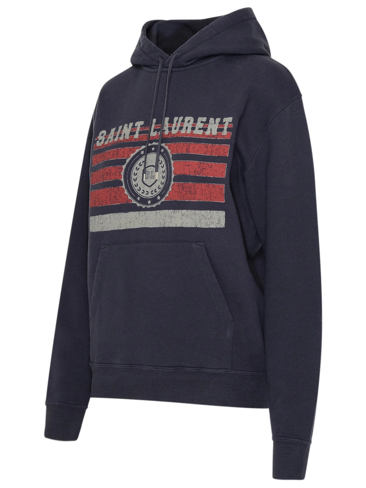 Saint Laurent Logo Print Drawstring Hoodie