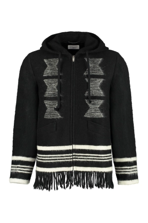 Saint Laurent Zip-Up Fringed Long-Sleeved Hoodie