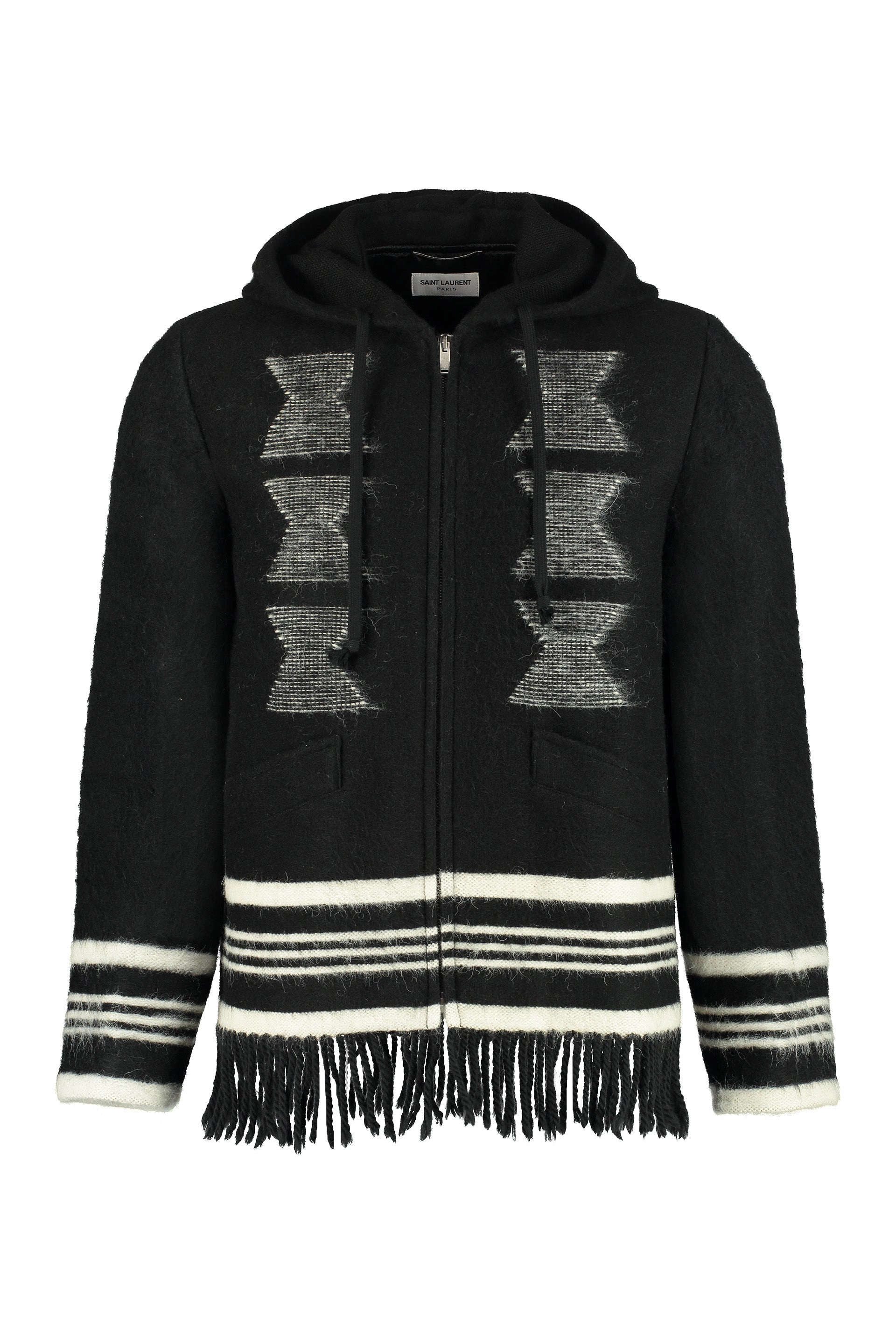 Saint Laurent Zip-Up Fringed Long-Sleeved Hoodie