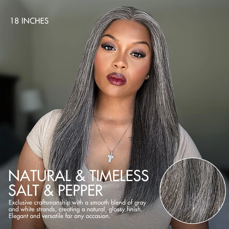 Salt and Pepper Straight Glueless Minimalist HD Lace T Part Grey Wig Pre-Cut Lace