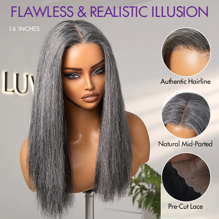 Salt and Pepper Straight Glueless Minimalist HD Lace T Part Grey Wig Pre-Cut Lace