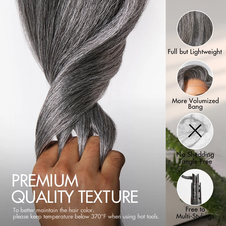 Salt and Pepper Straight Glueless Minimalist HD Lace T Part Grey Wig Pre-Cut Lace