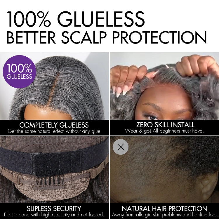 Salt and Pepper Straight Glueless Minimalist HD Lace T Part Grey Wig Pre-Cut Lace