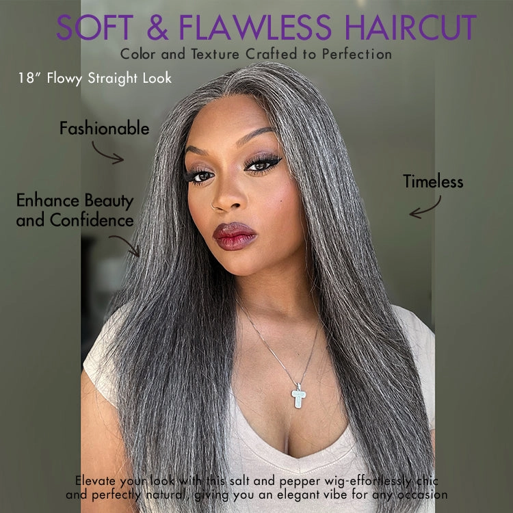 Salt and Pepper Straight Glueless Minimalist HD Lace T Part Grey Wig Pre-Cut Lace