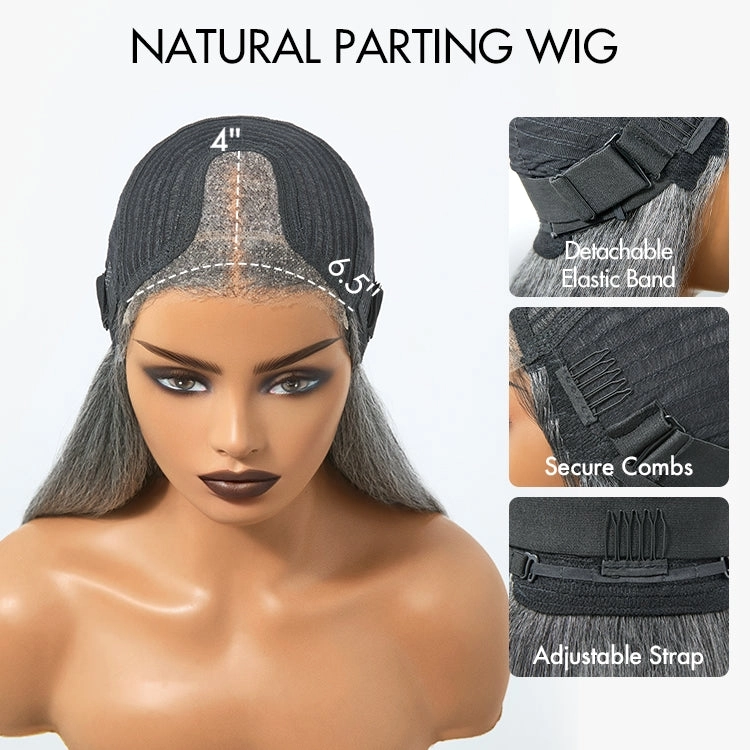 Salt and Pepper Straight Glueless Minimalist HD Lace T Part Grey Wig Pre-Cut Lace