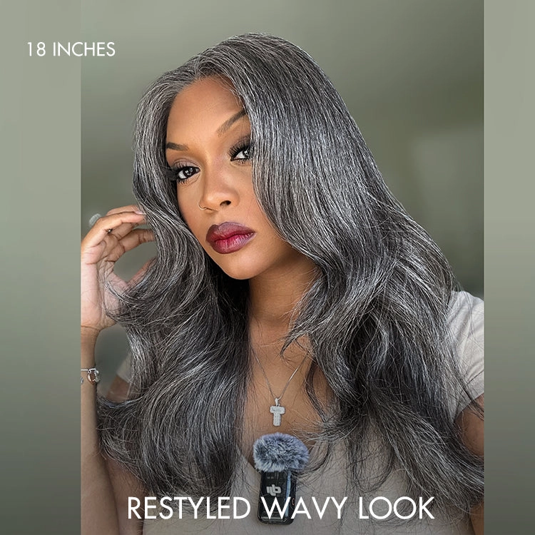 Salt and Pepper Straight Glueless Minimalist HD Lace T Part Grey Wig Pre-Cut Lace