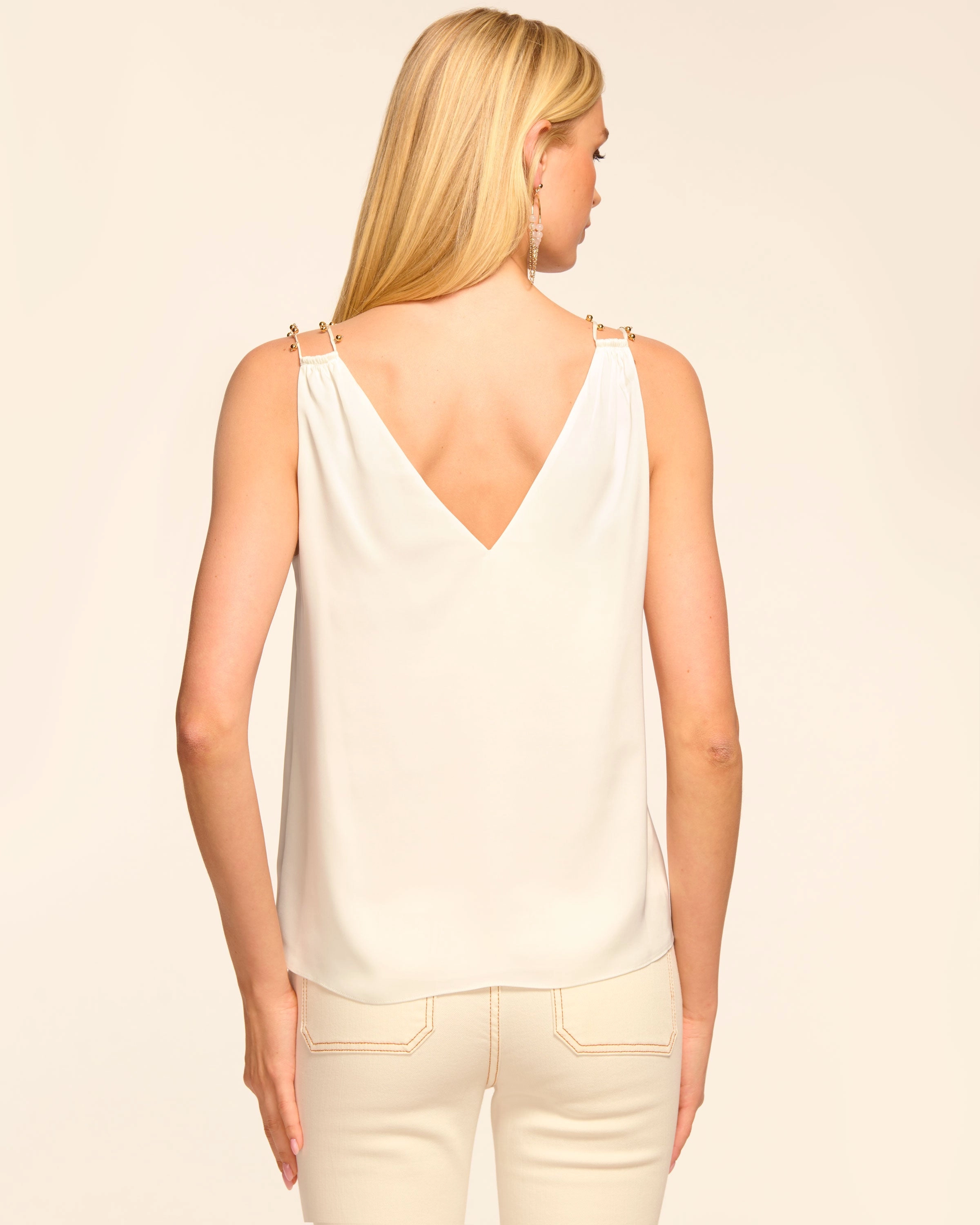 Sara Beaded Strap V-Neck Tank Top
