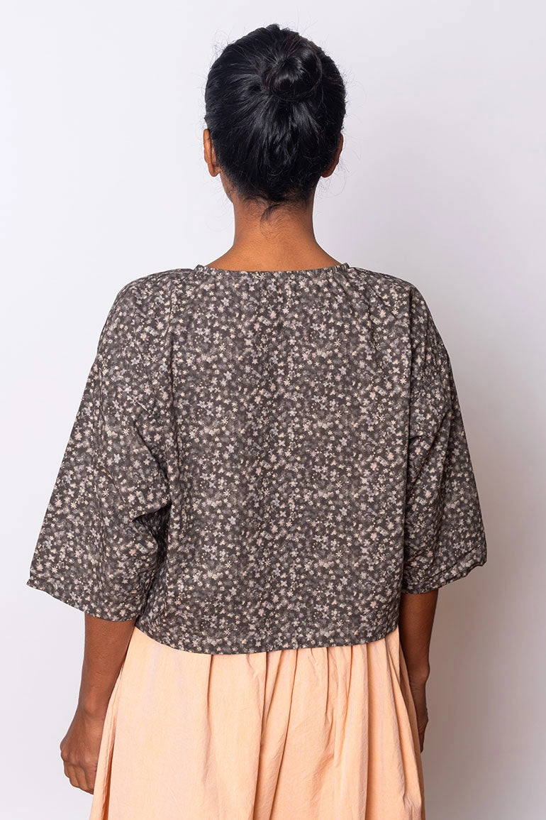 Sheldon Shirt Floral - Charcoal