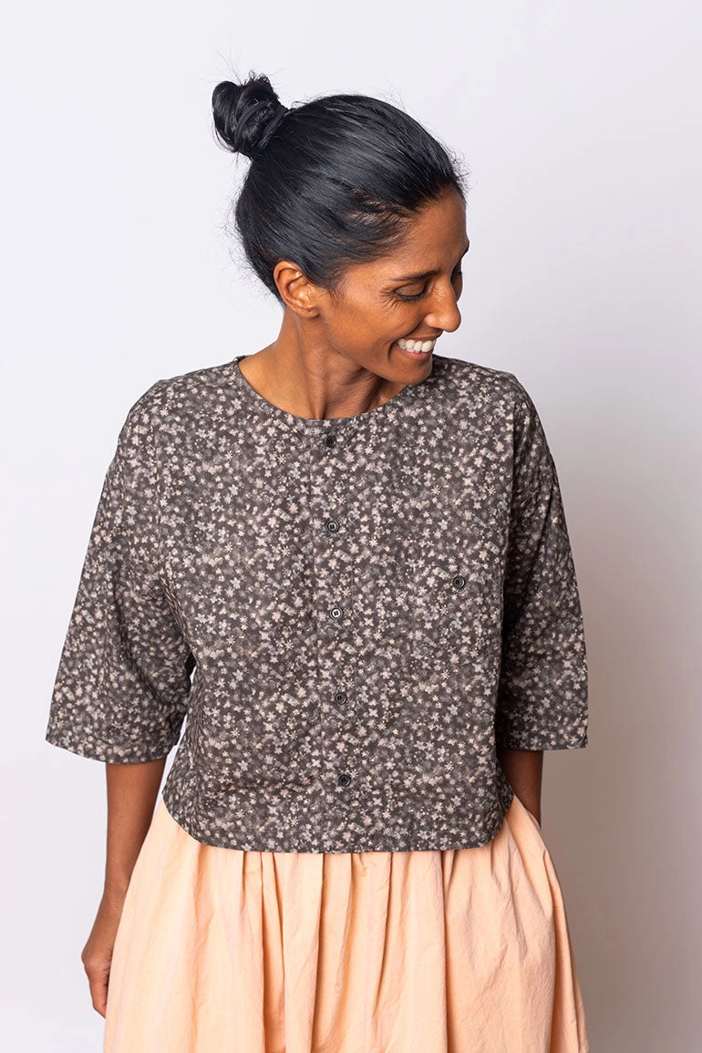 Sheldon Shirt Floral - Charcoal
