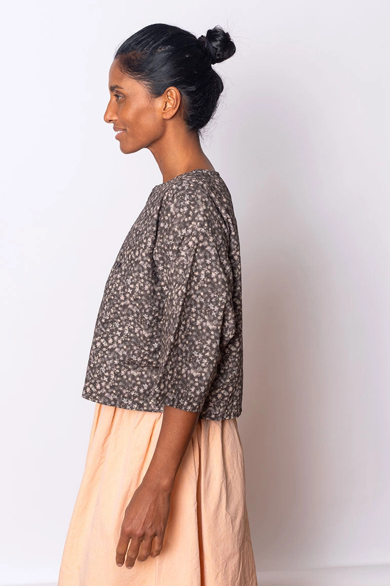 Sheldon Shirt Floral - Charcoal