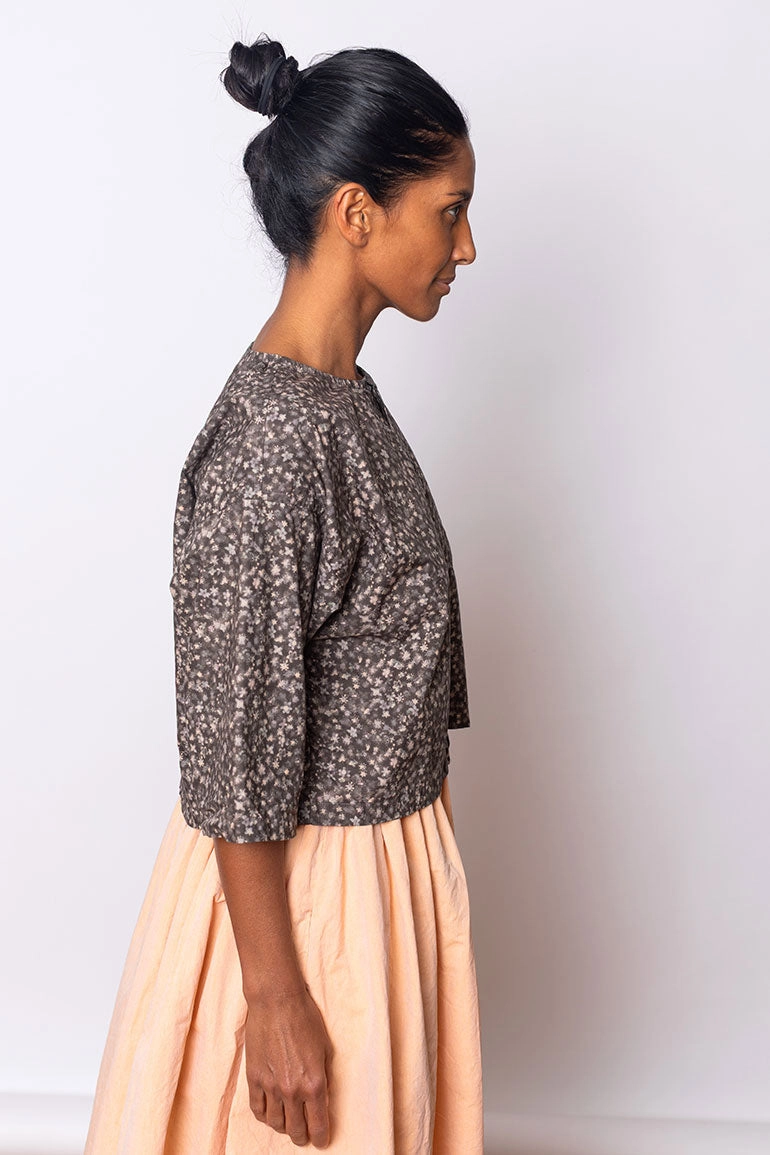 Sheldon Shirt Floral - Charcoal