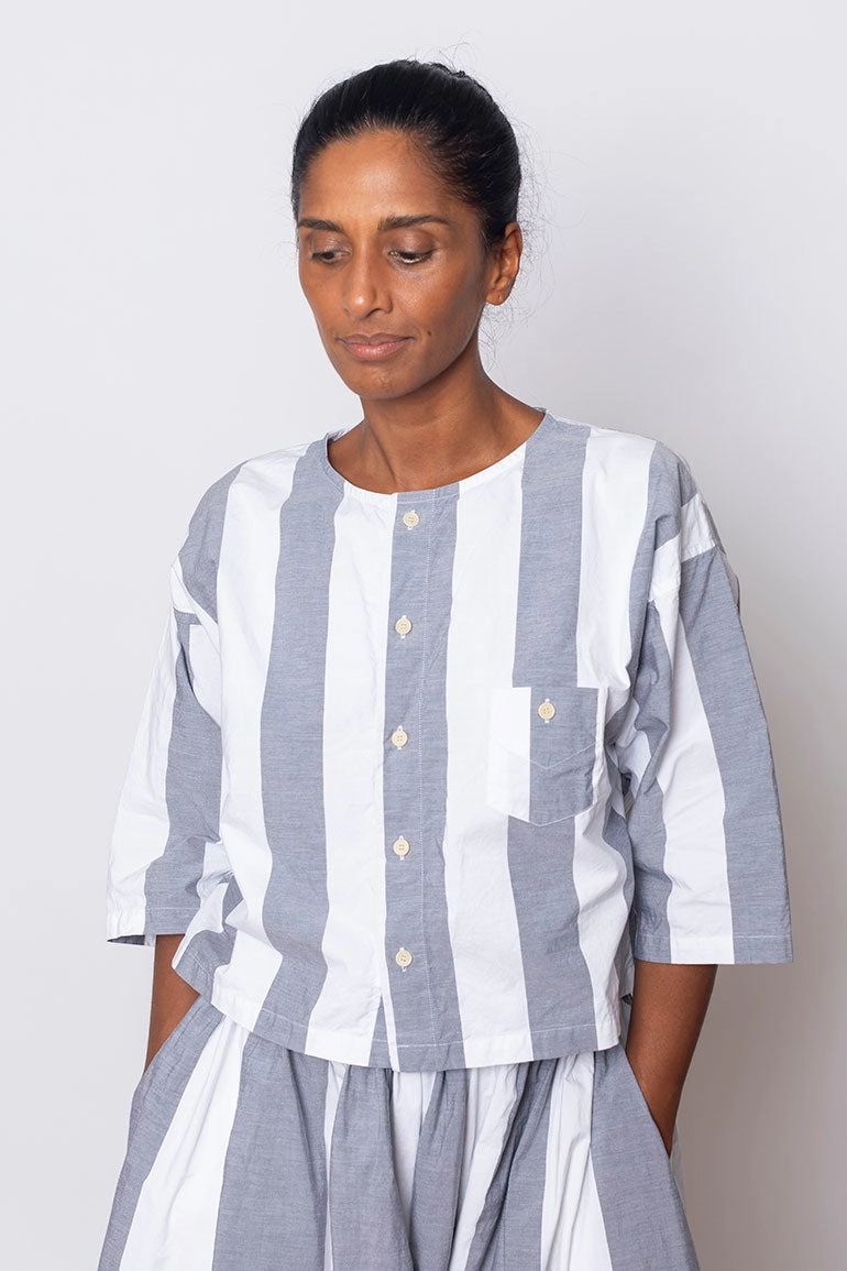 Sheldon Shirt Stripe - White/Grey