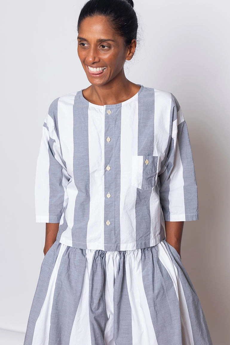Sheldon Shirt Stripe - White/Grey