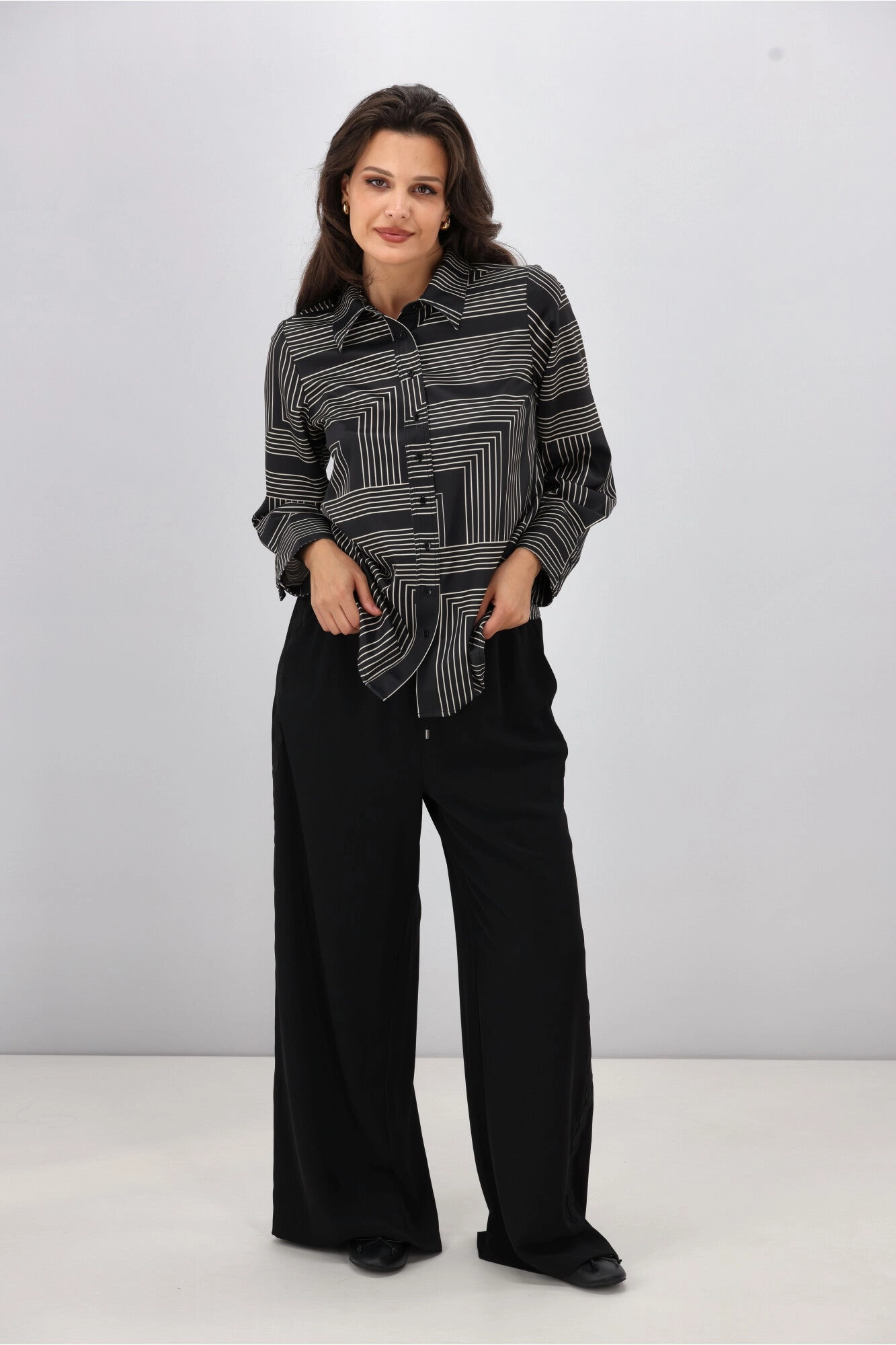 Shine On Label Bellingham Geo Print Shirt Black Natural