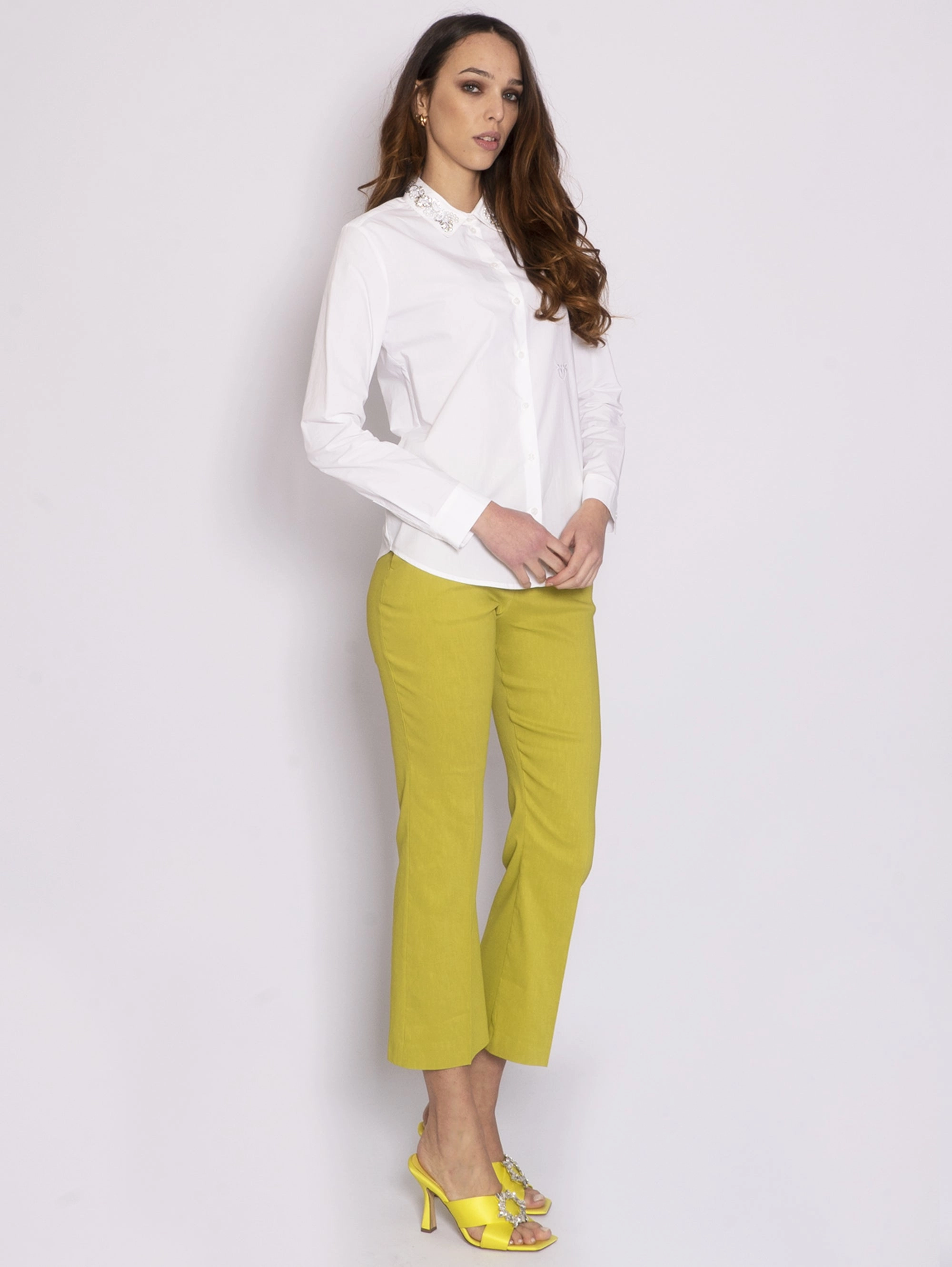 Shirt with Jewel Collar - White