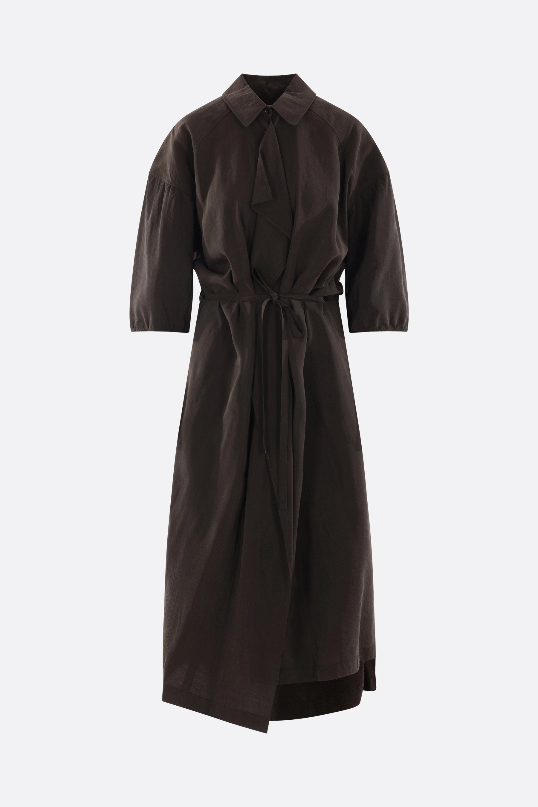 silk blend asymmetrical shirt dress