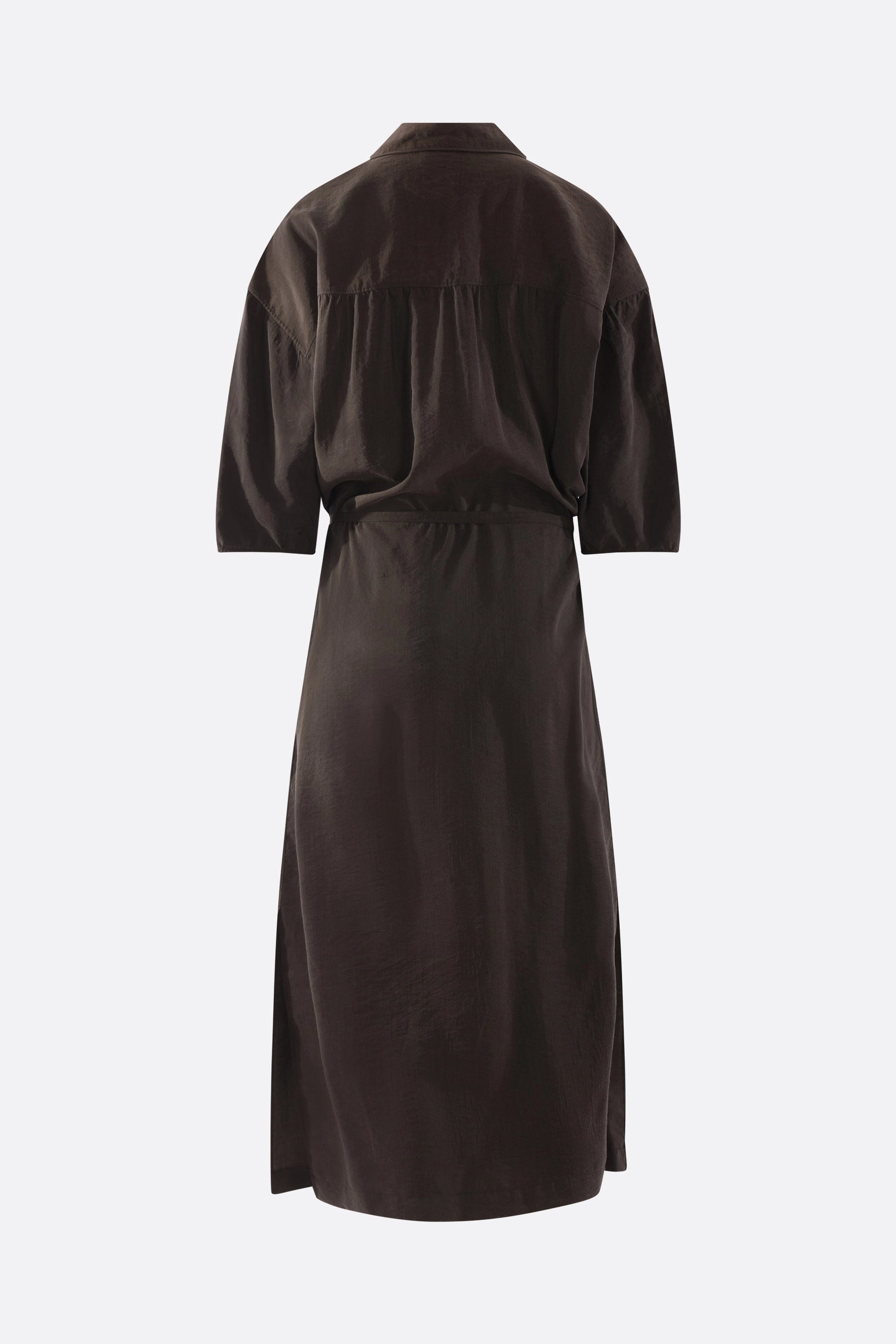 silk blend asymmetrical shirt dress