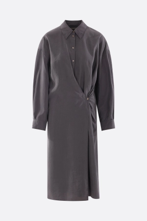 silk blend twisted shirt dress