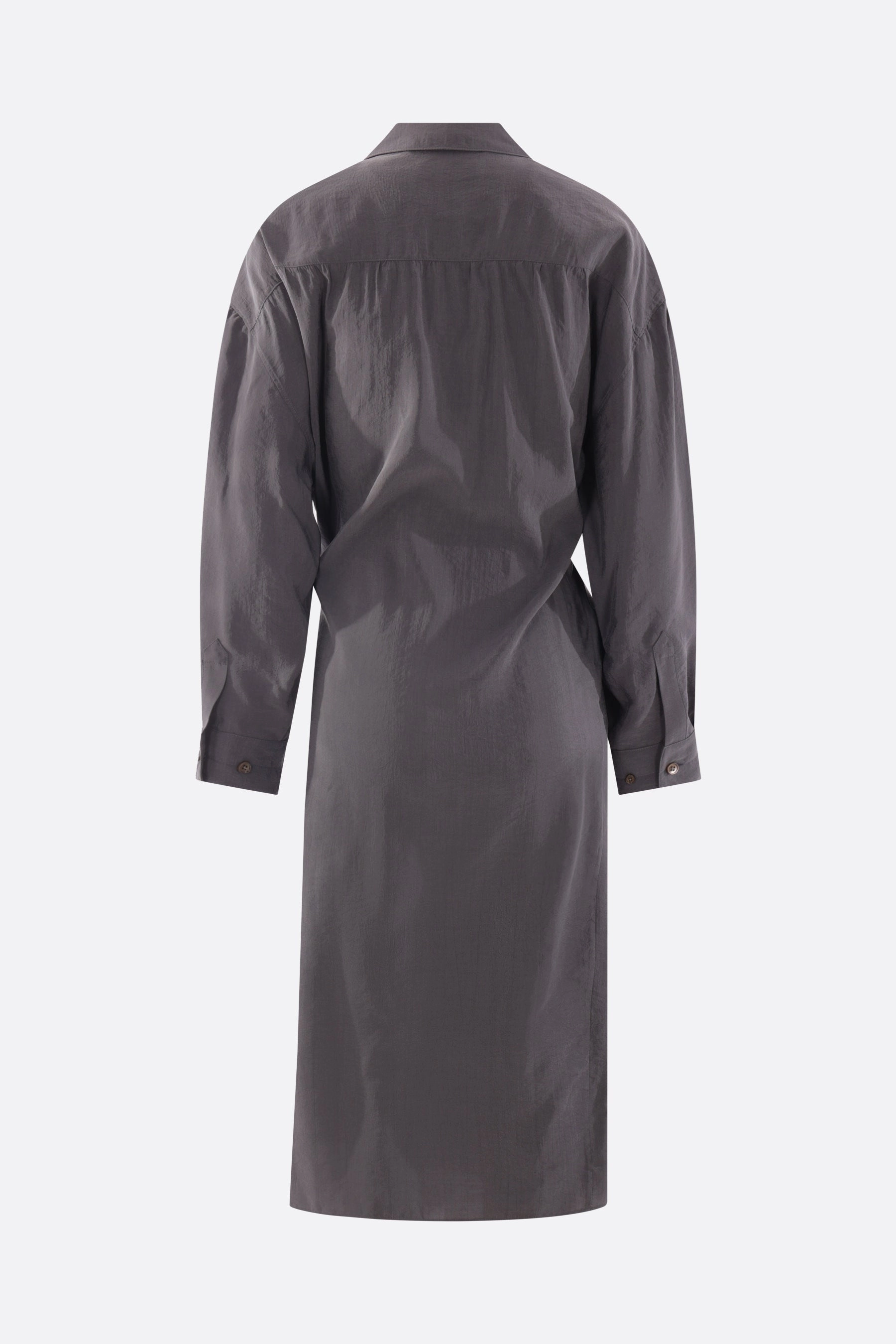 silk blend twisted shirt dress