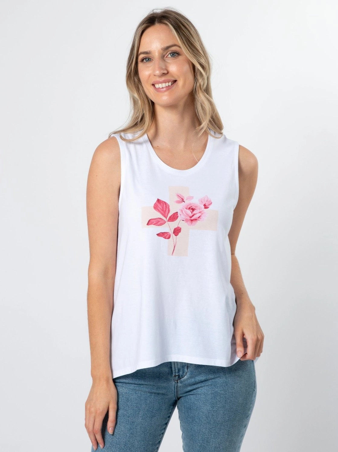 Stella   Gemma Tank White Jolie Ruby Rose Cross