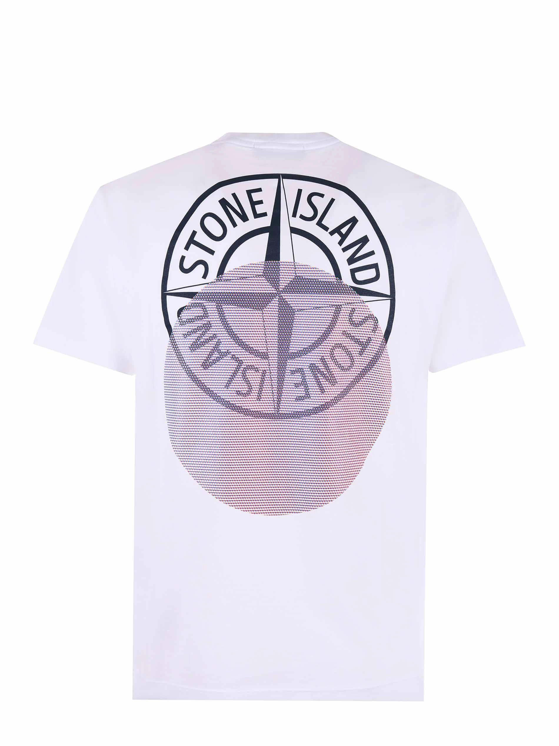Stone Island Logo Printed Round Neck T-Shirt