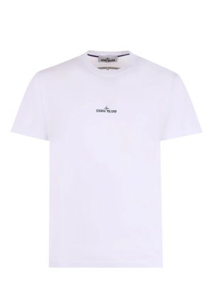 Stone Island Logo Printed Round Neck T-Shirt