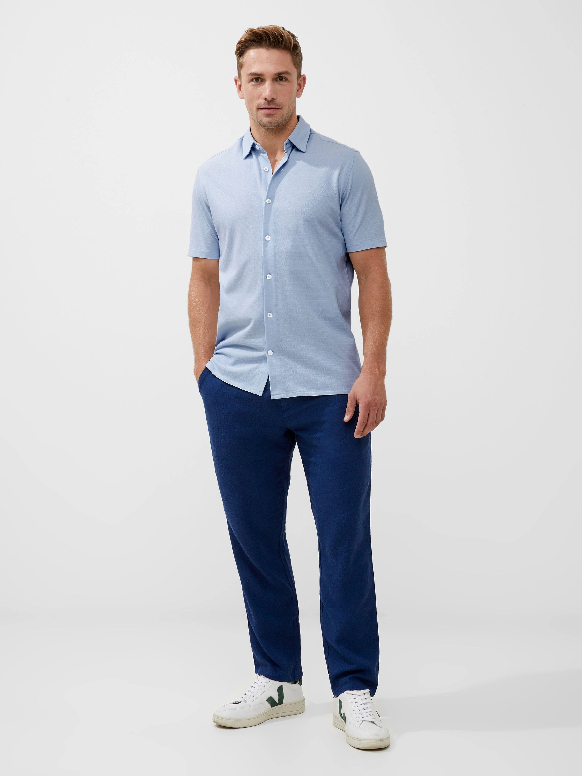 Stripe Texture Jersey Short Sleeve Shirt