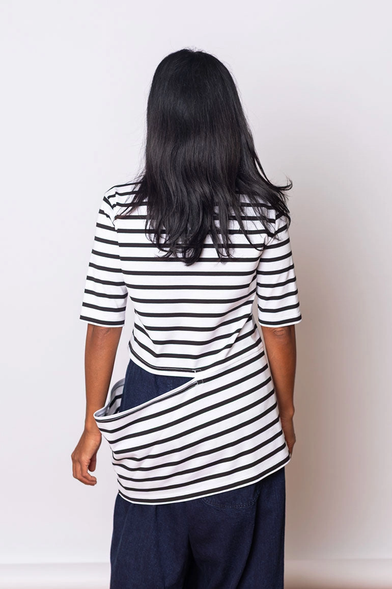 Striped Cut & Sewn Panel T-Shirt