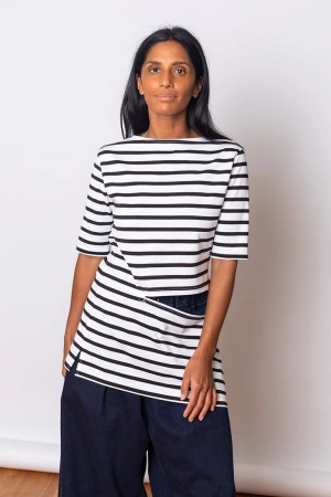 Striped Cut & Sewn Panel T-Shirt