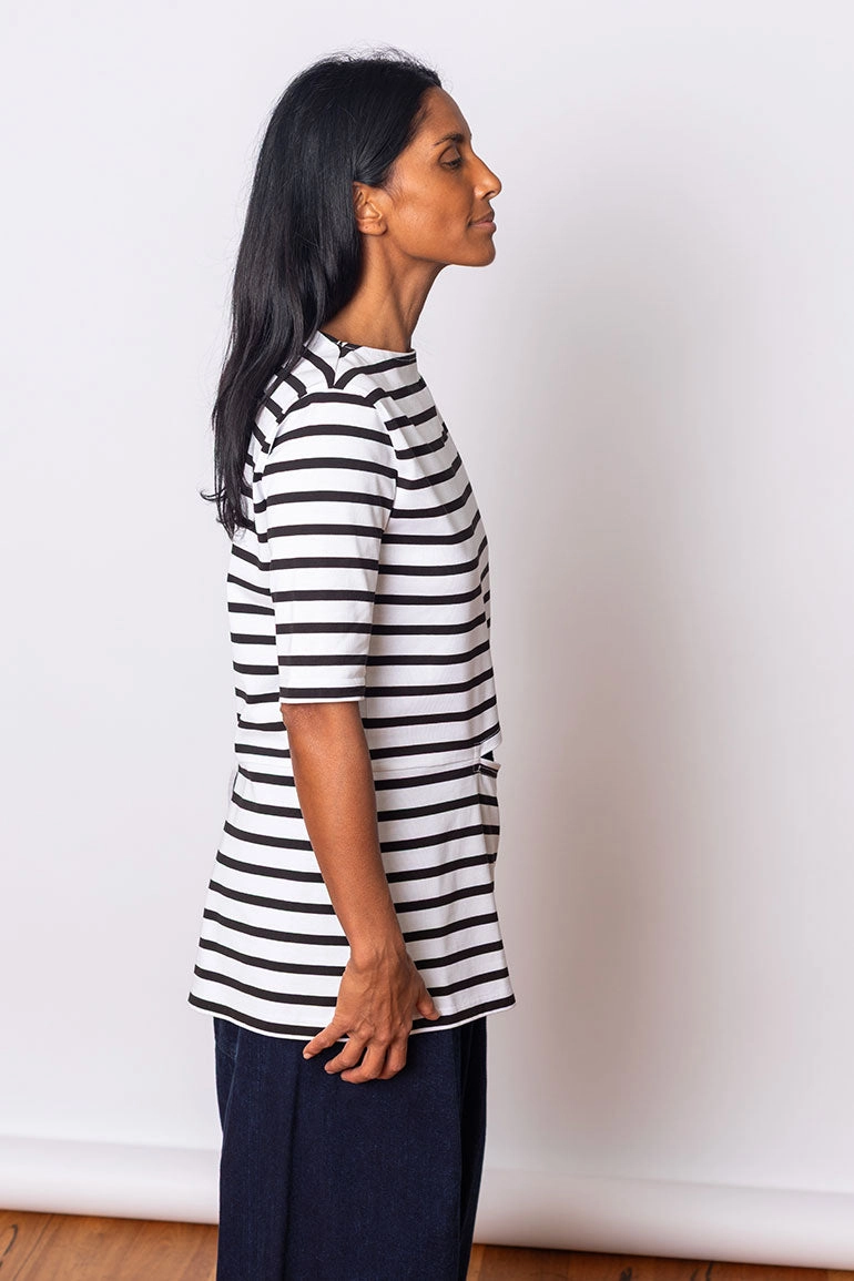 Striped Cut & Sewn Panel T-Shirt